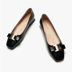 C.Paravano Women's Cap-Toe Ballet Flats Shoes (Elena) Black Sz#8